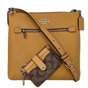 ‼️FINAL PRICE Coach Rowan File Bag Crossbody & Card Case Silver Honeycomb.